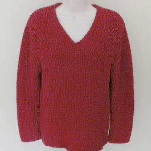 J.JILL super chunky red holiday sweater stretch V neck sz XS
